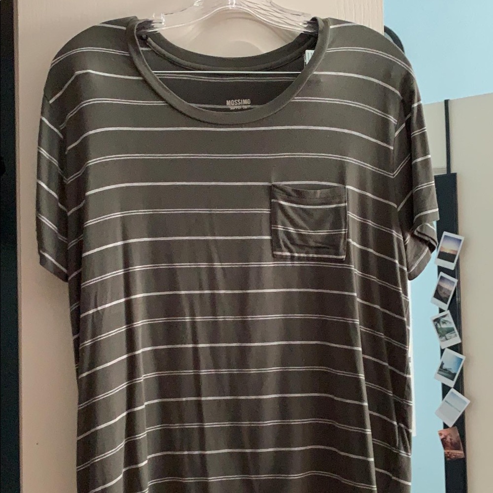 Green and white striped tee
